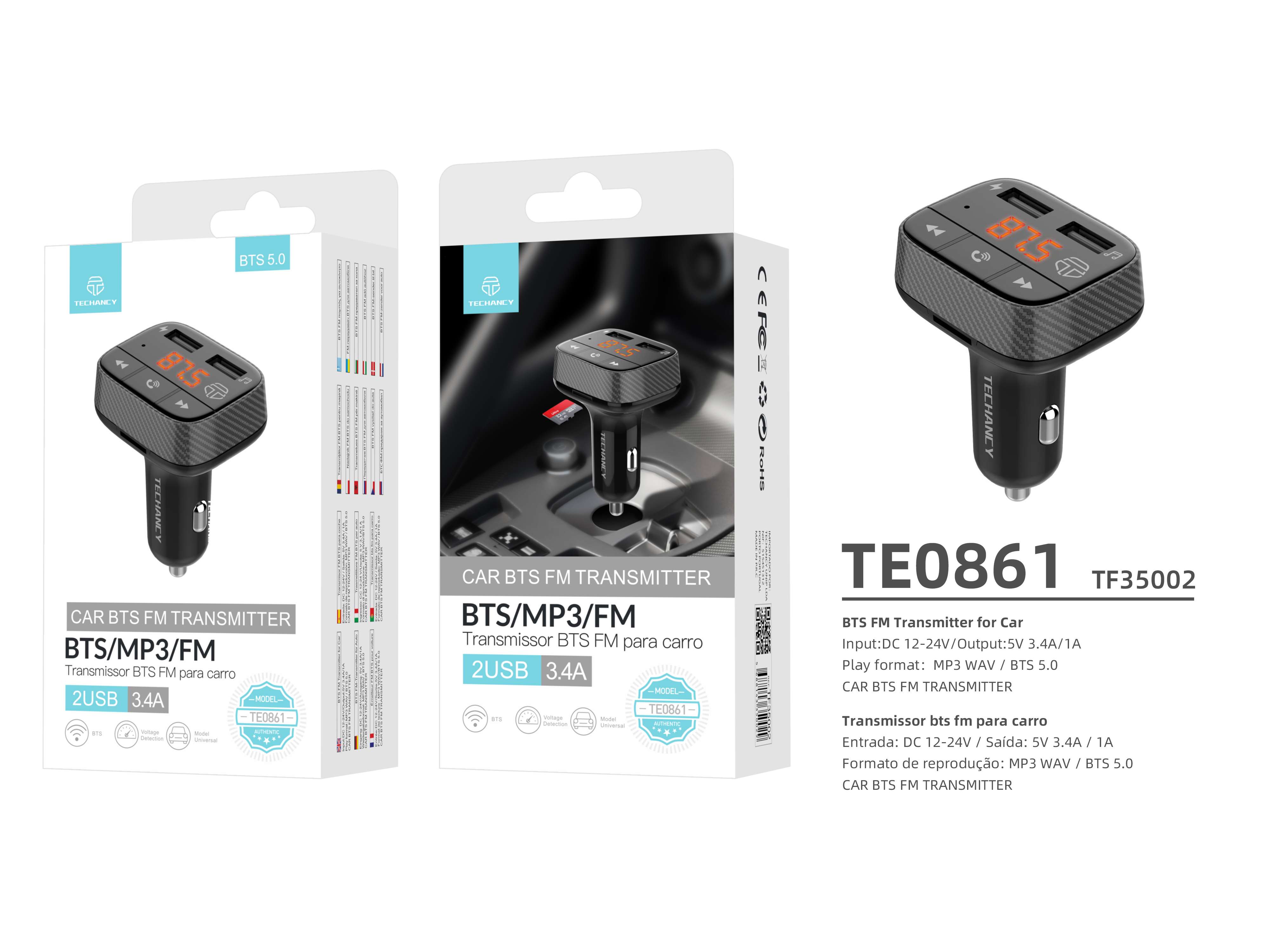  Mp3 adó autóhoz 2 Maximo 2.4A USB bemenettel