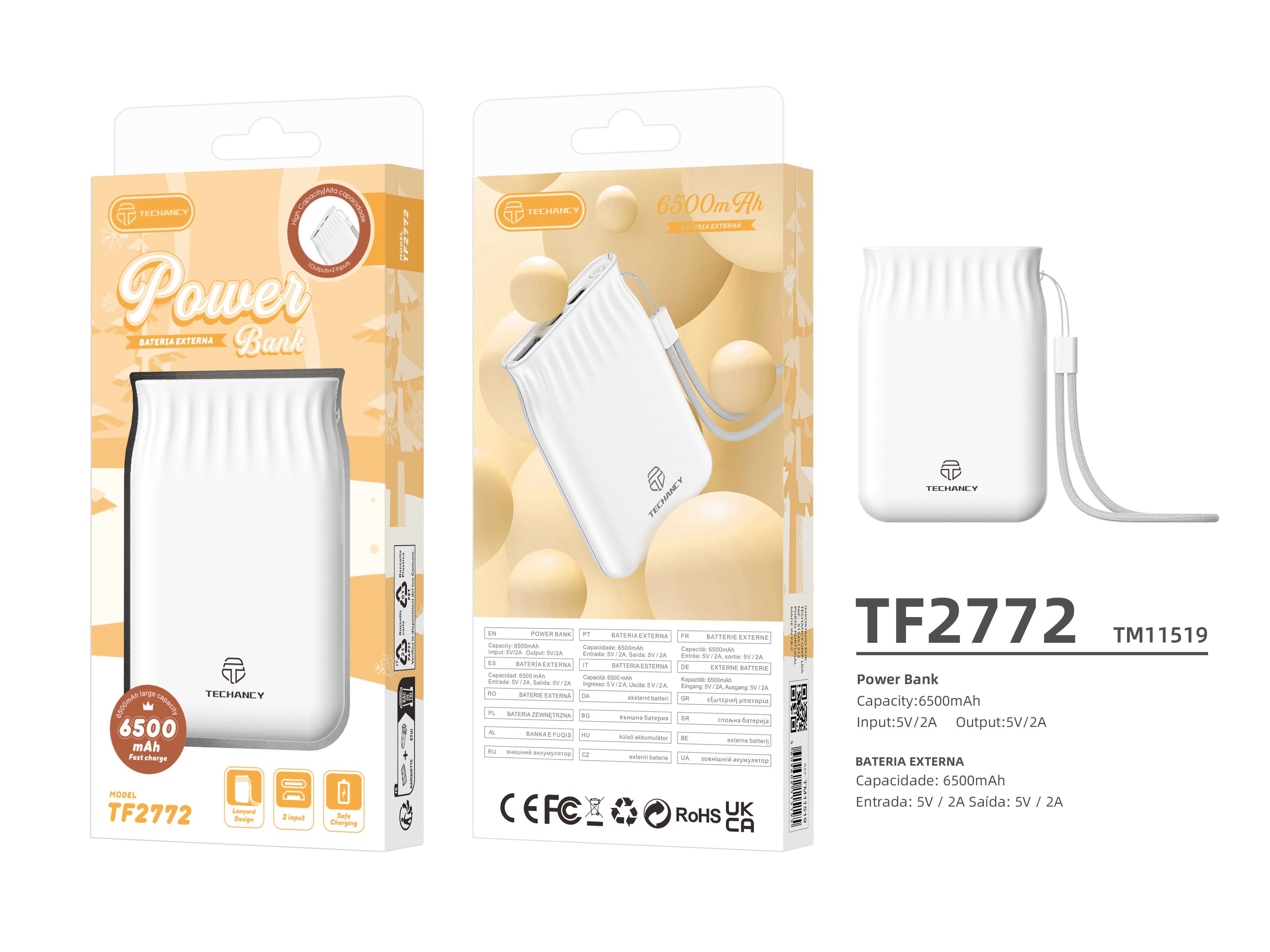  POWER BANK LUCKY BAG 6500MAH 1USB 2A BIAŁY