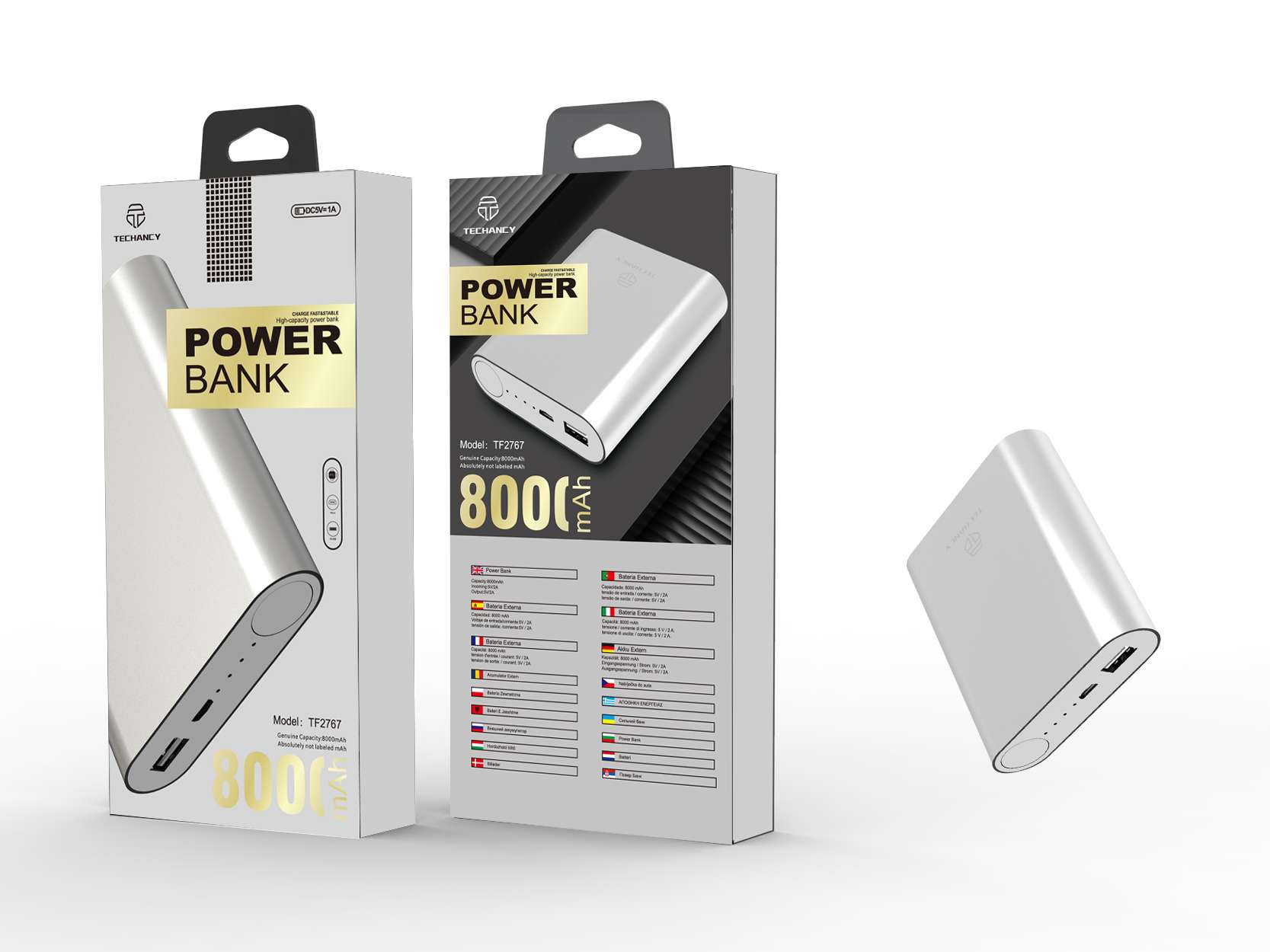 Powerbank 8000Mah 1A 1Usb Gris