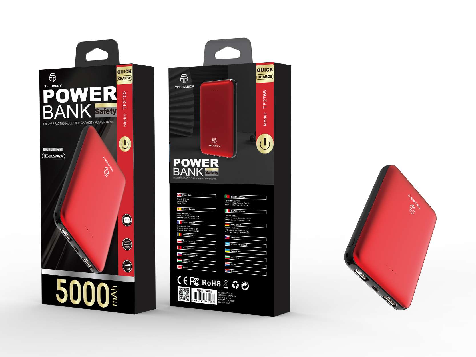  Powerbank 5000Mah 2A 2Usb Red