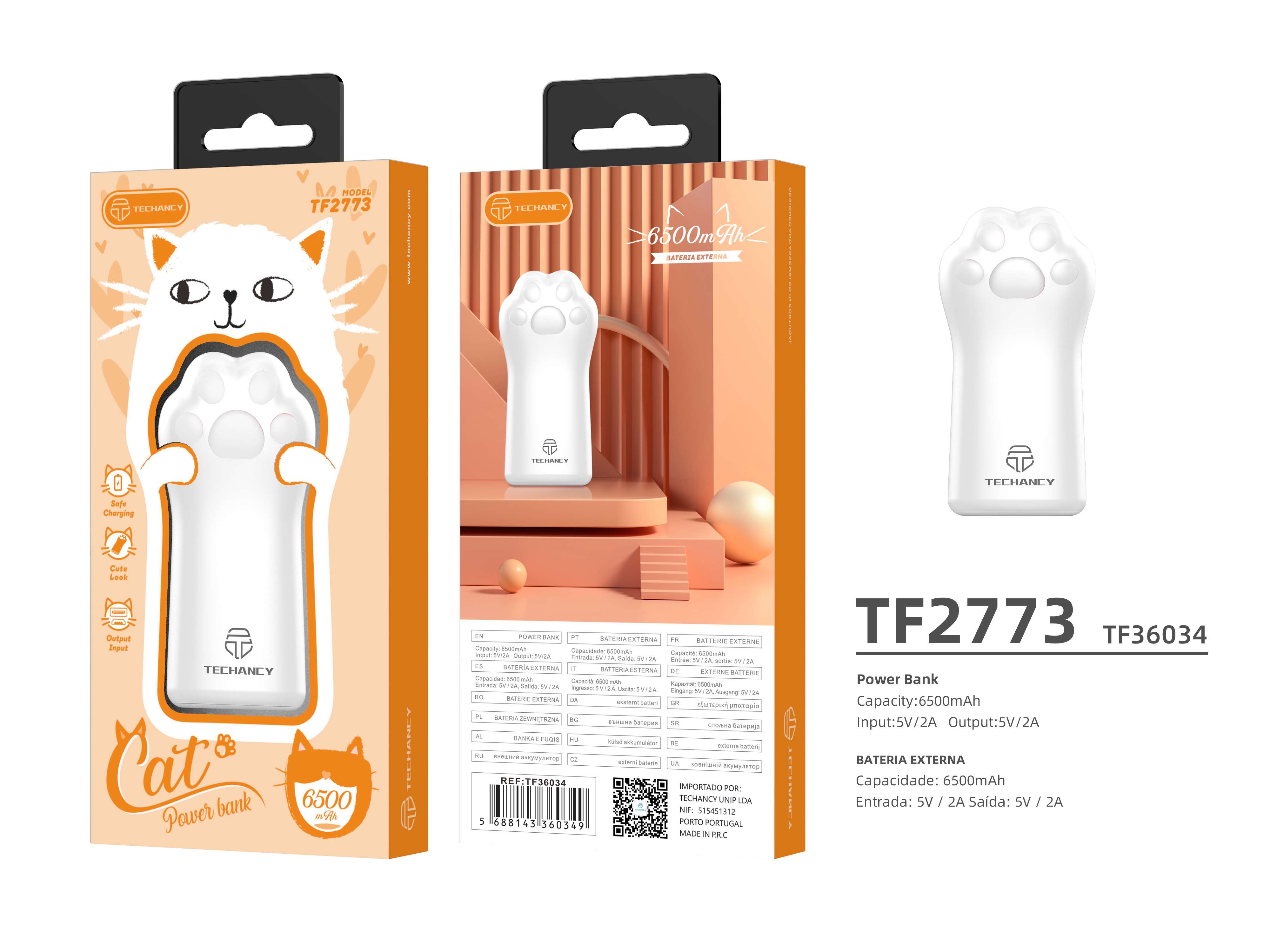  Power Bank CAT PALM 6500mAh 1USB 2A Różowy