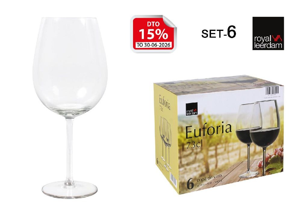  set van 6 wijnglazen 73cl euphoria