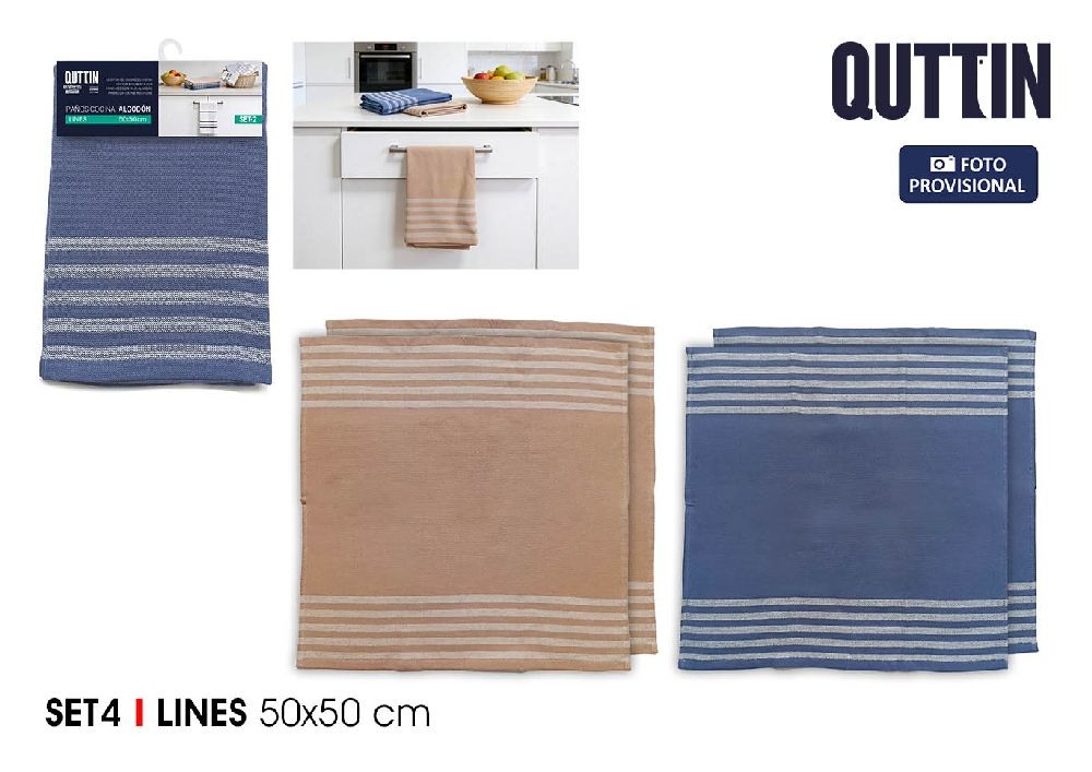  lot de 4 torchons de cuisine doublés en coton 50x5