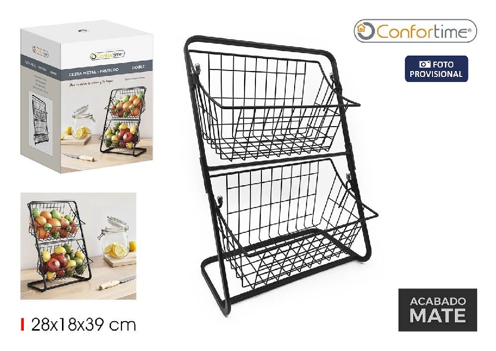  Dubbele metalen fruitschaal 28x18x39cm comfortim