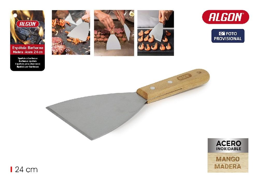  houten barbecue spatel 24cm algon bbq