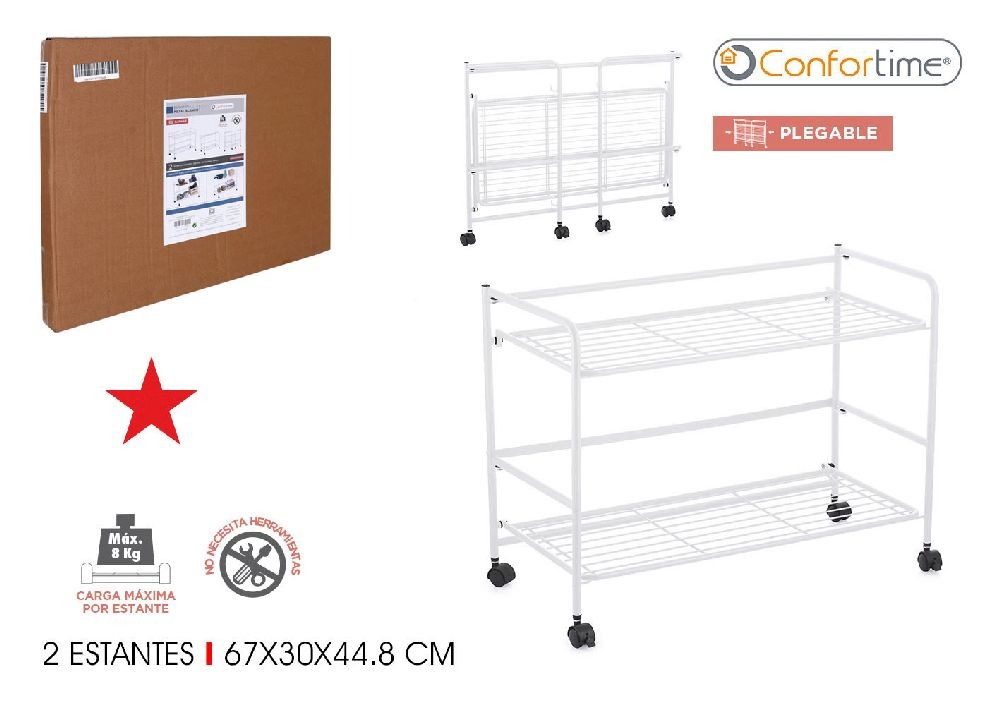  Étagère rabattable 2 niveaux 67x30x44,8 confort