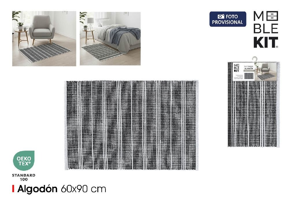  tapis en coton 60x90 noir et blanc moblekit