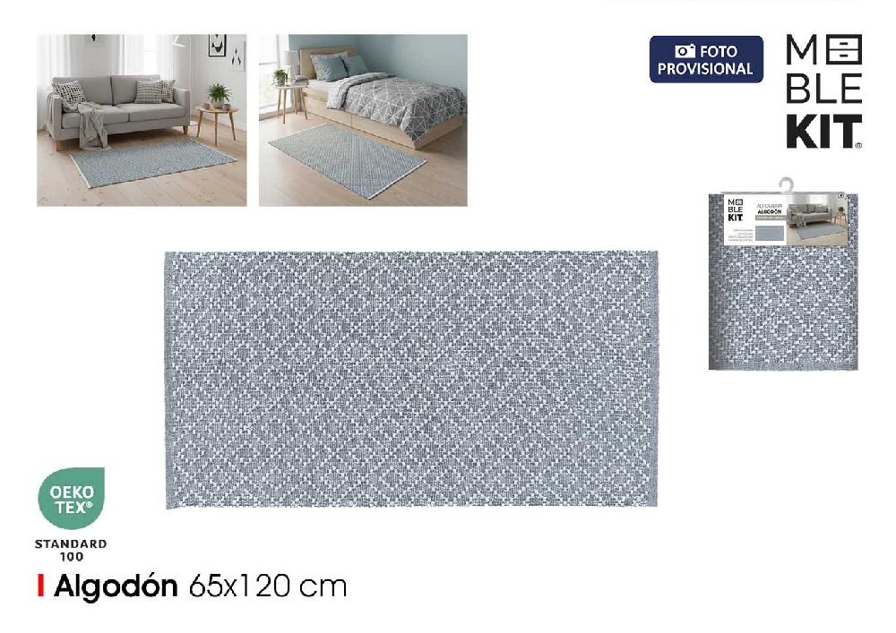  katoenen vloerkleed 65x120cm grijs ...