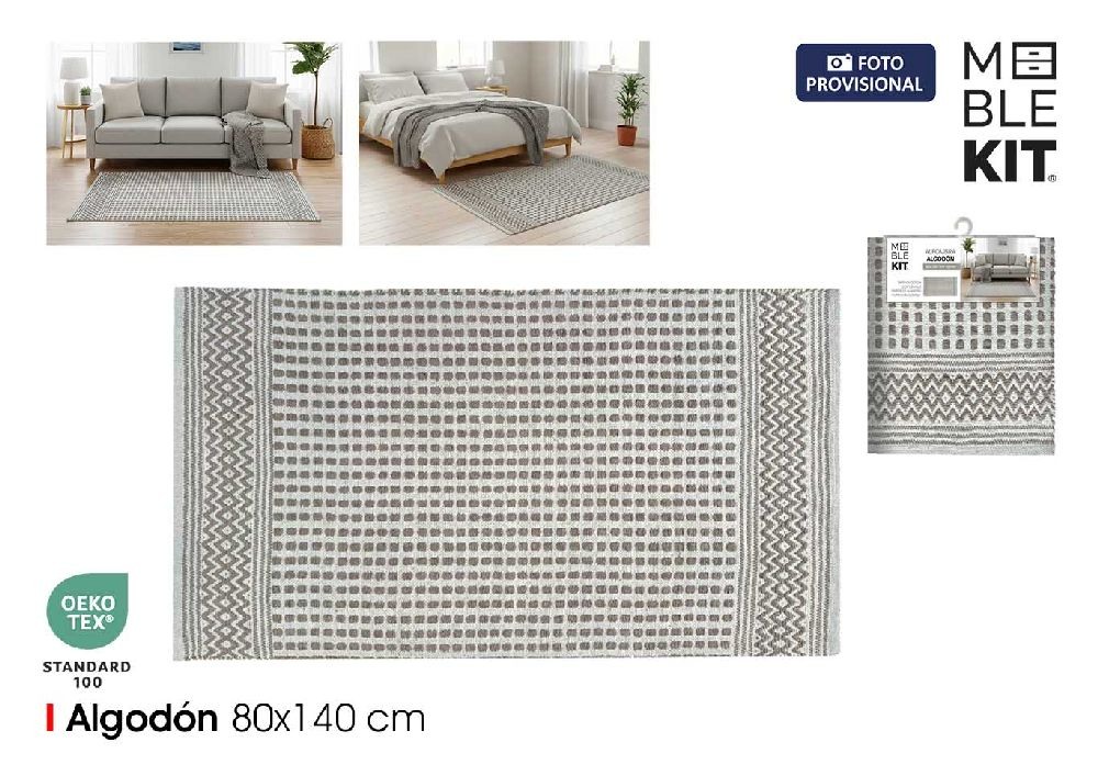  katoenen vloerkleed 80x140 beige bruin moblekit