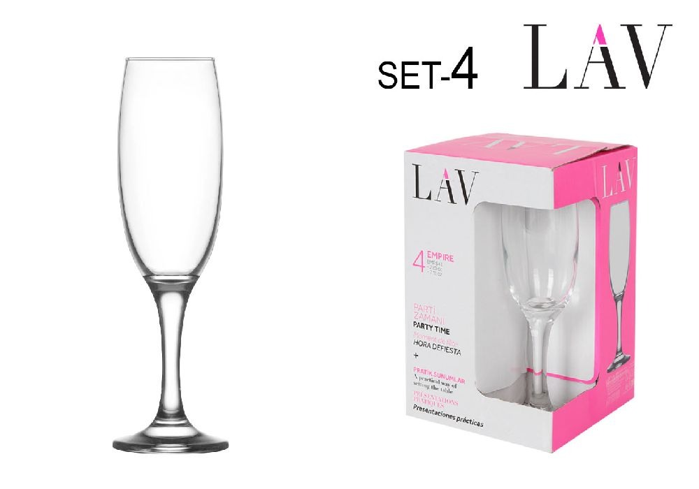  set of 4 champagne glasses 220ccm empire