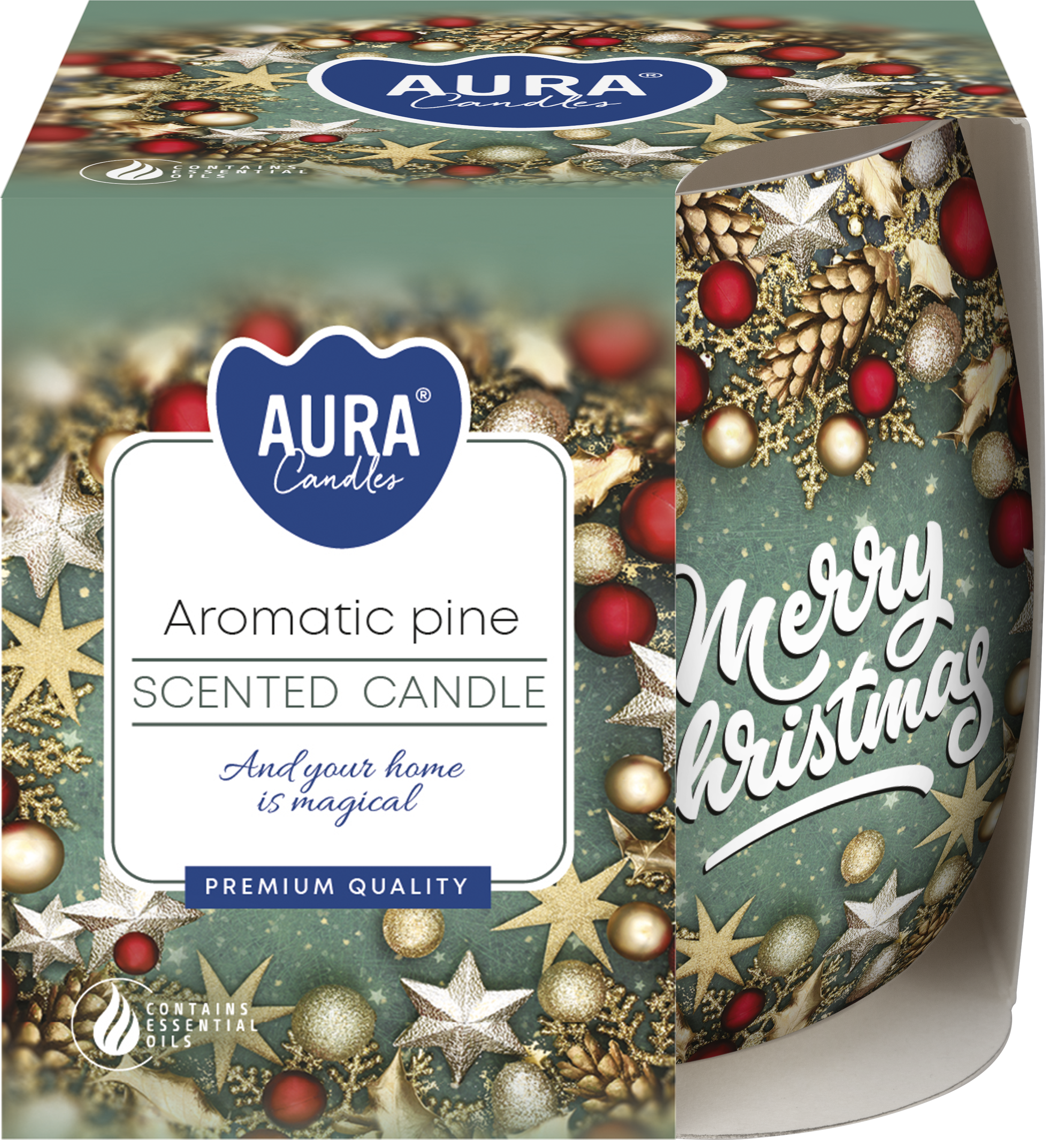  Duftkerze aus Glas und Folie. Duftende Kiefer