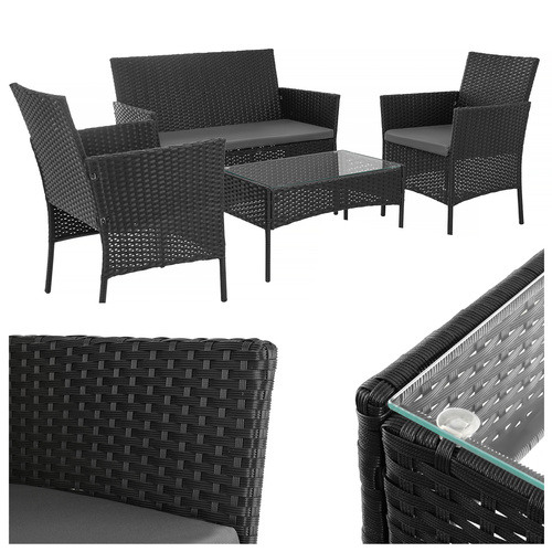  Schwarze Rattan-Gartenmöbel Gardlov 26908