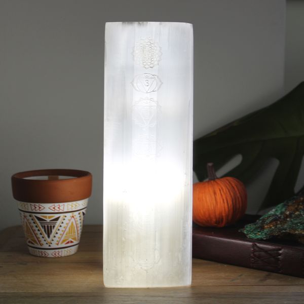  Lampe bloc de sélénite 25 cm - Lampe chakra