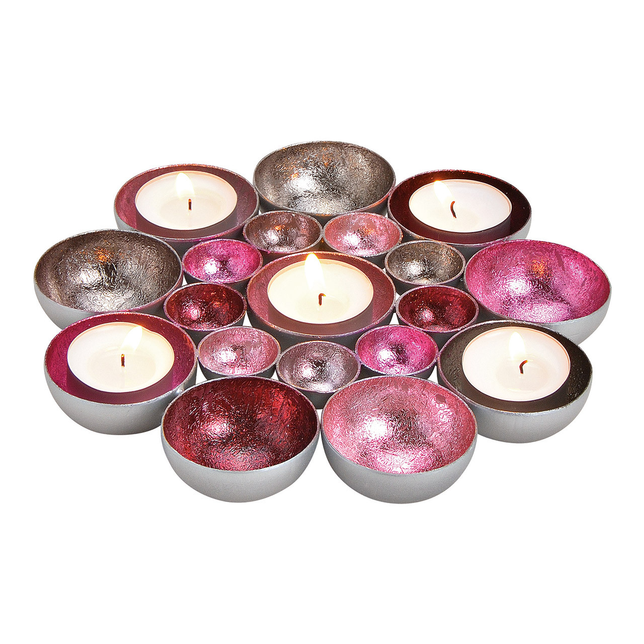  Kom / lantaarn van metaal roze / roze, zilver (B /