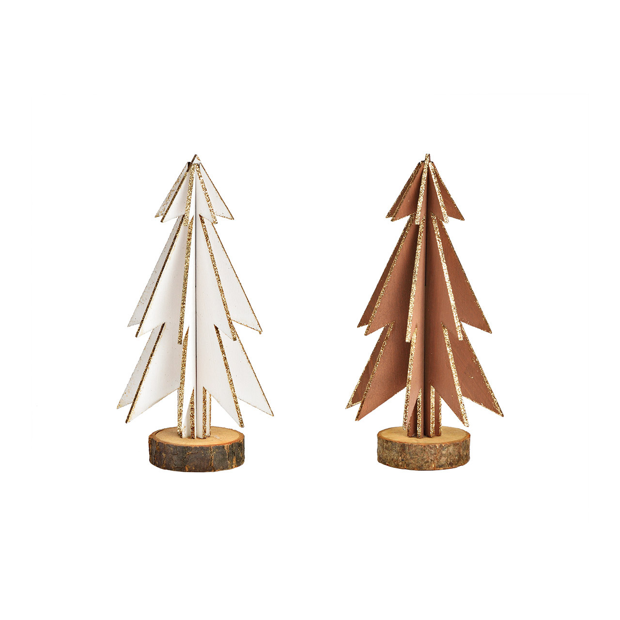  Display Kerstboom van hout bruin, wit 2-voudig