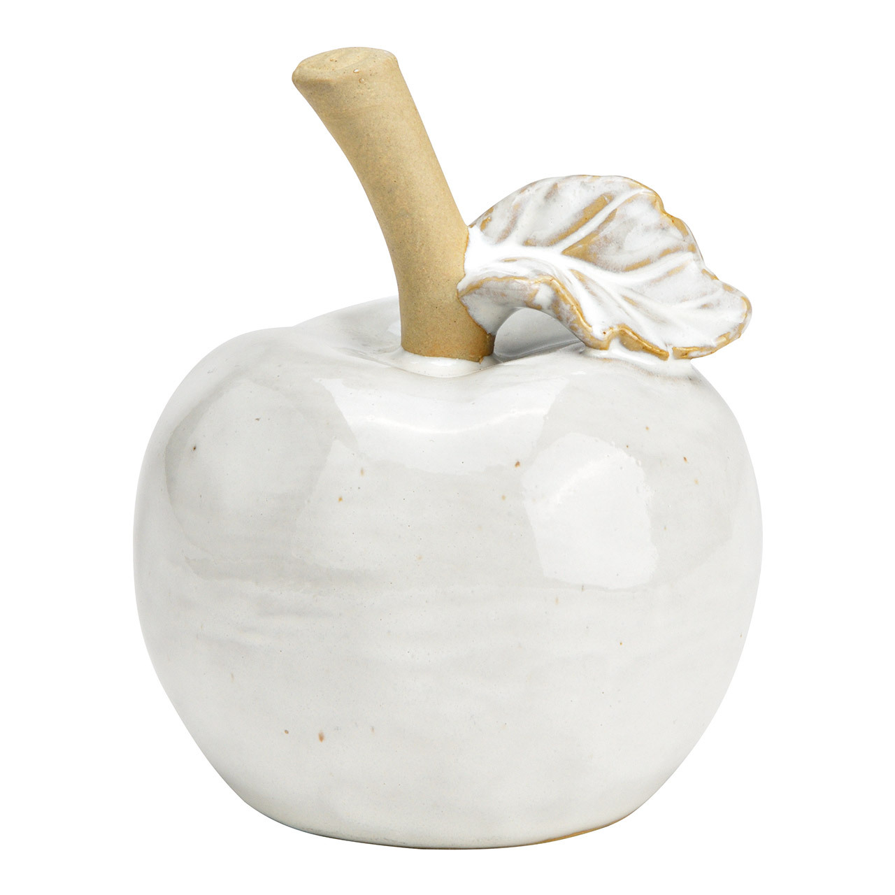  Pomme en céramique beige, blanc (L/H/P) 9x11x9cm