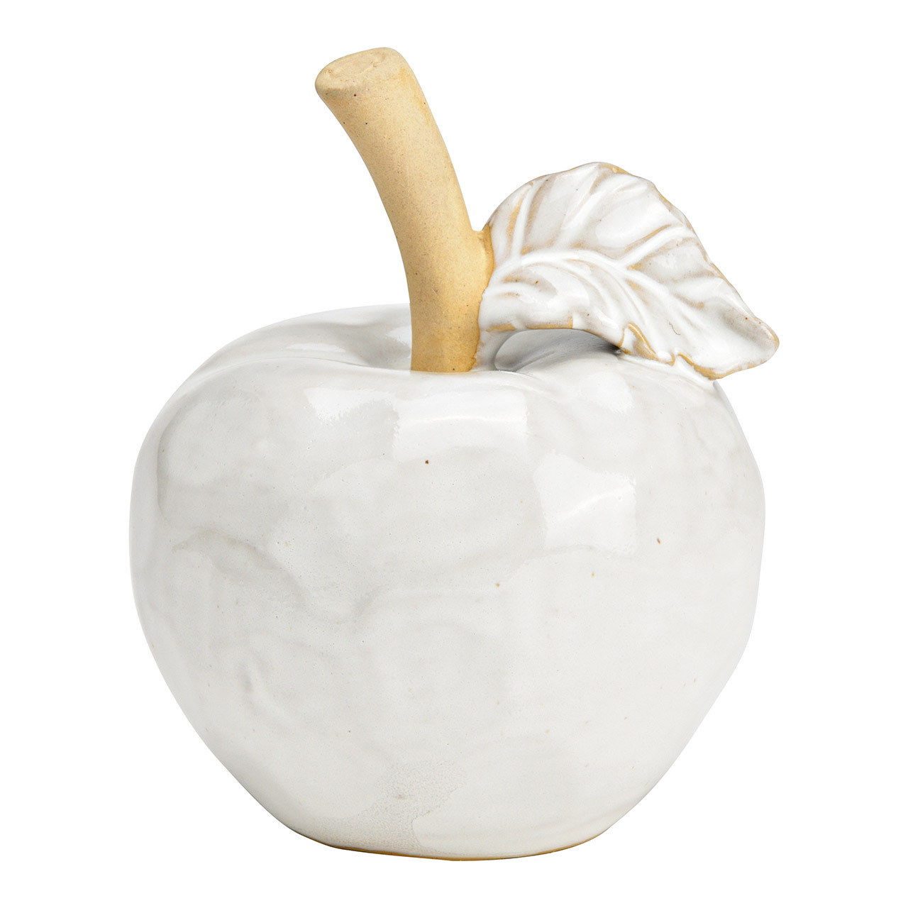  Pomme en céramique beige, blanc (L/H/P) 11x14x11cm