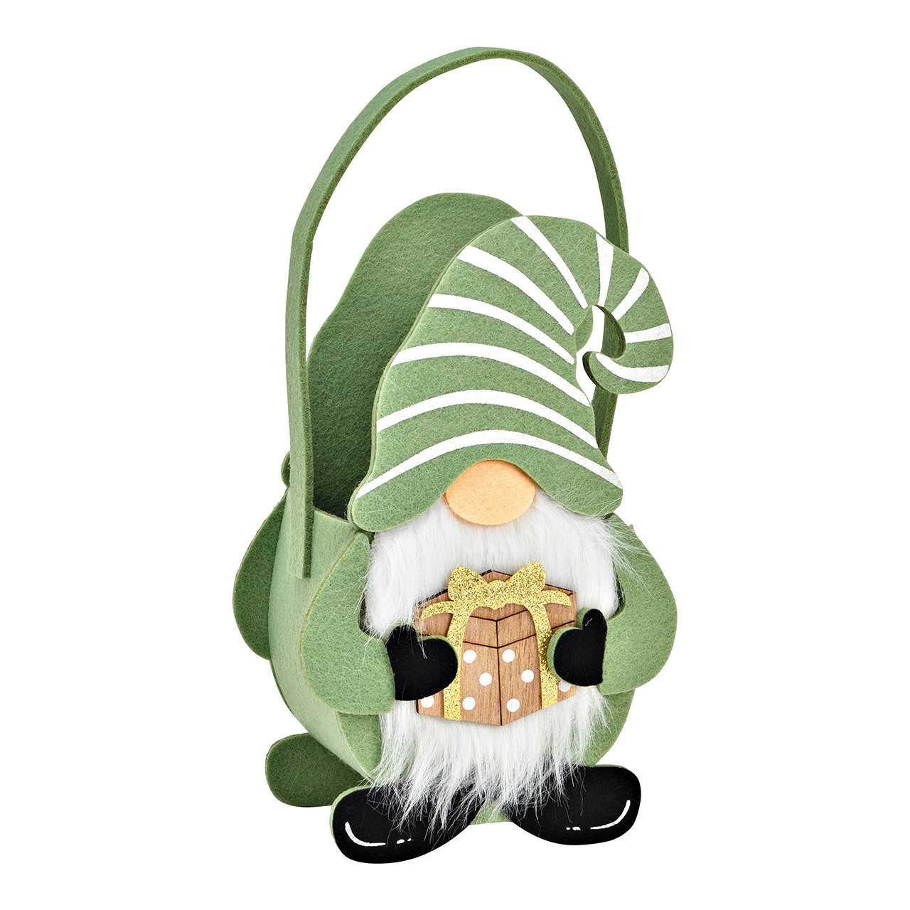  Filz Korb, Wichtel aus Polyester grün (B/H/T) 12x2