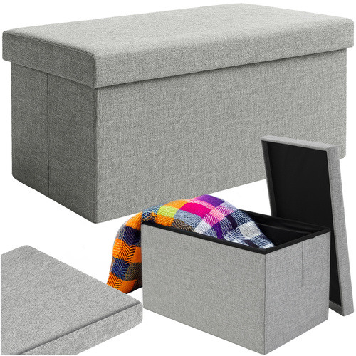  Grijze stoffen poef 76x38x38cm Ruhhy 26131