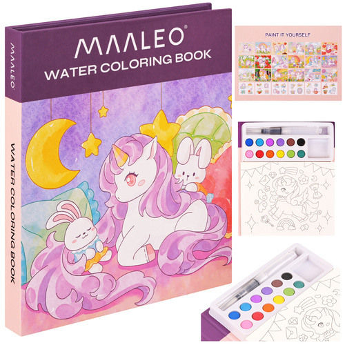  Ausmalbild mit Wasserfarben – Maaelo, das Einhorn