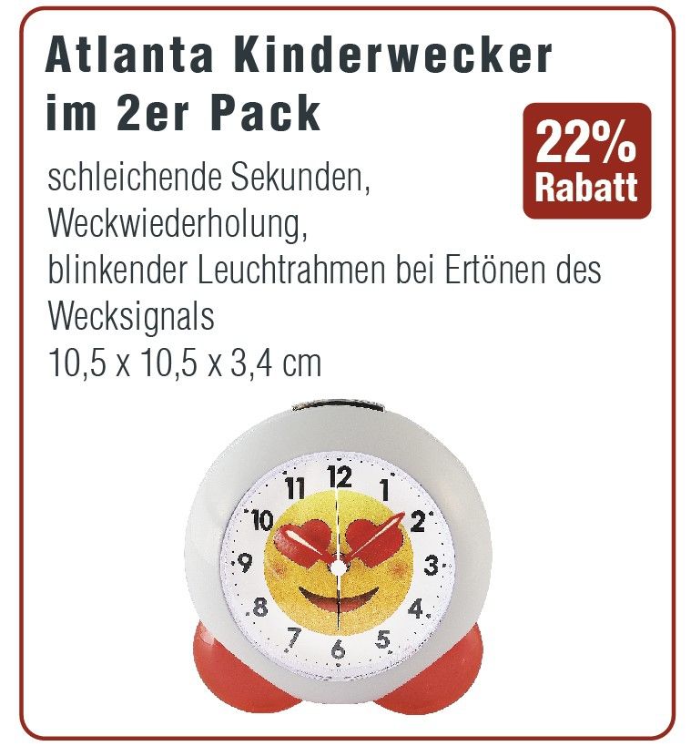  Réveil pour enfant, 2 pièces à quartz, seconde ram