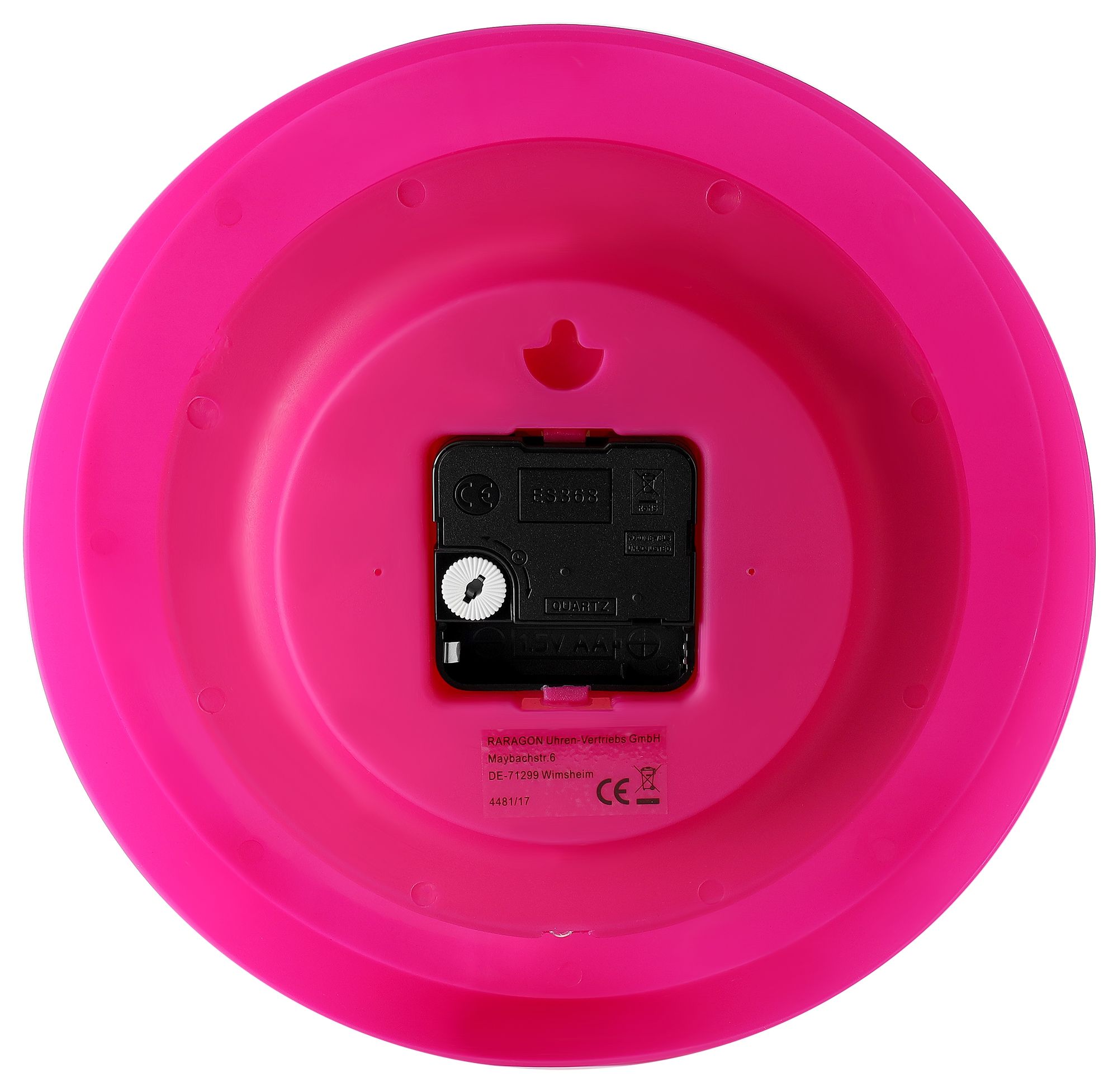  Atlanta Wanduhr für Kinder, pink, Ø 22,5 cm