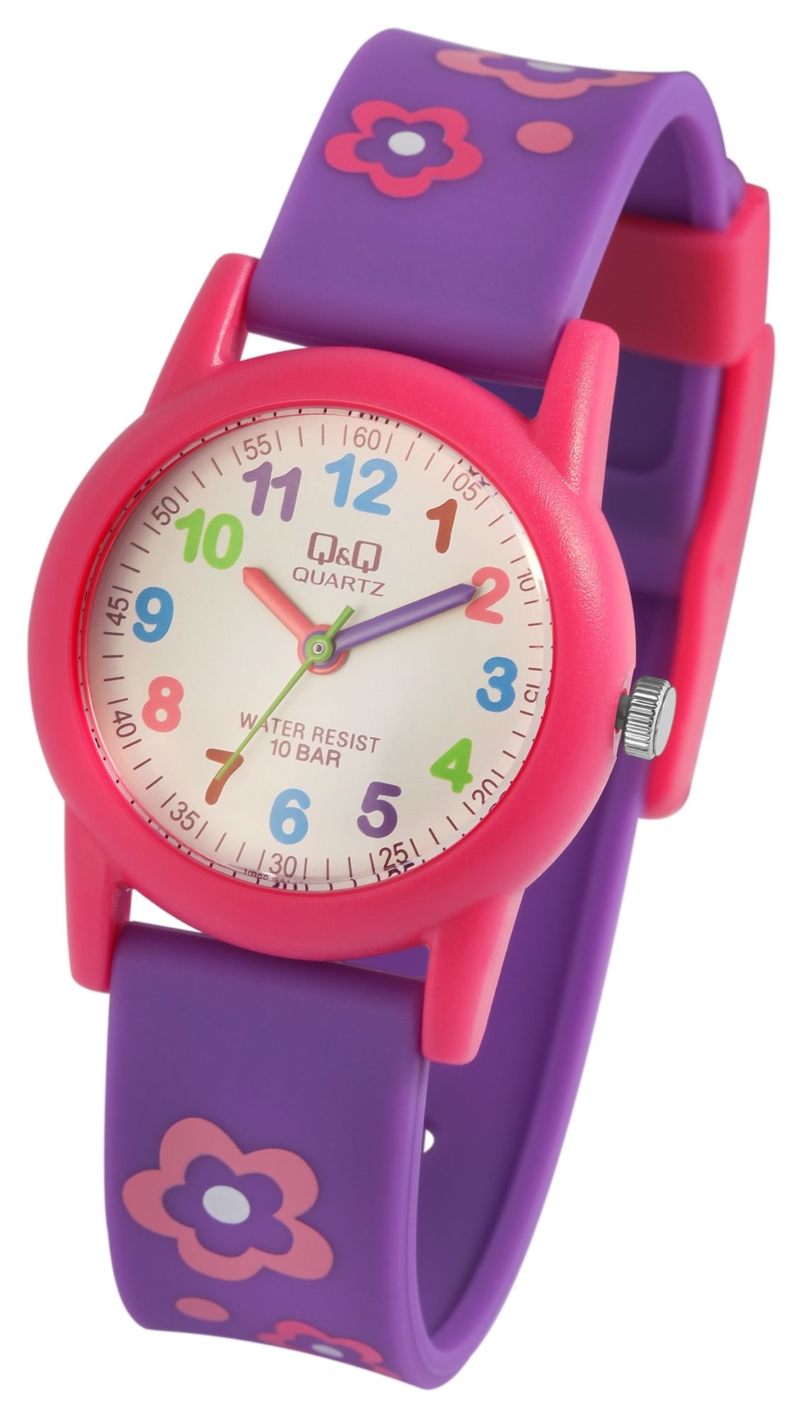  Q&Q Kinderuhr Blume , Band aus Resin, 10 ATM