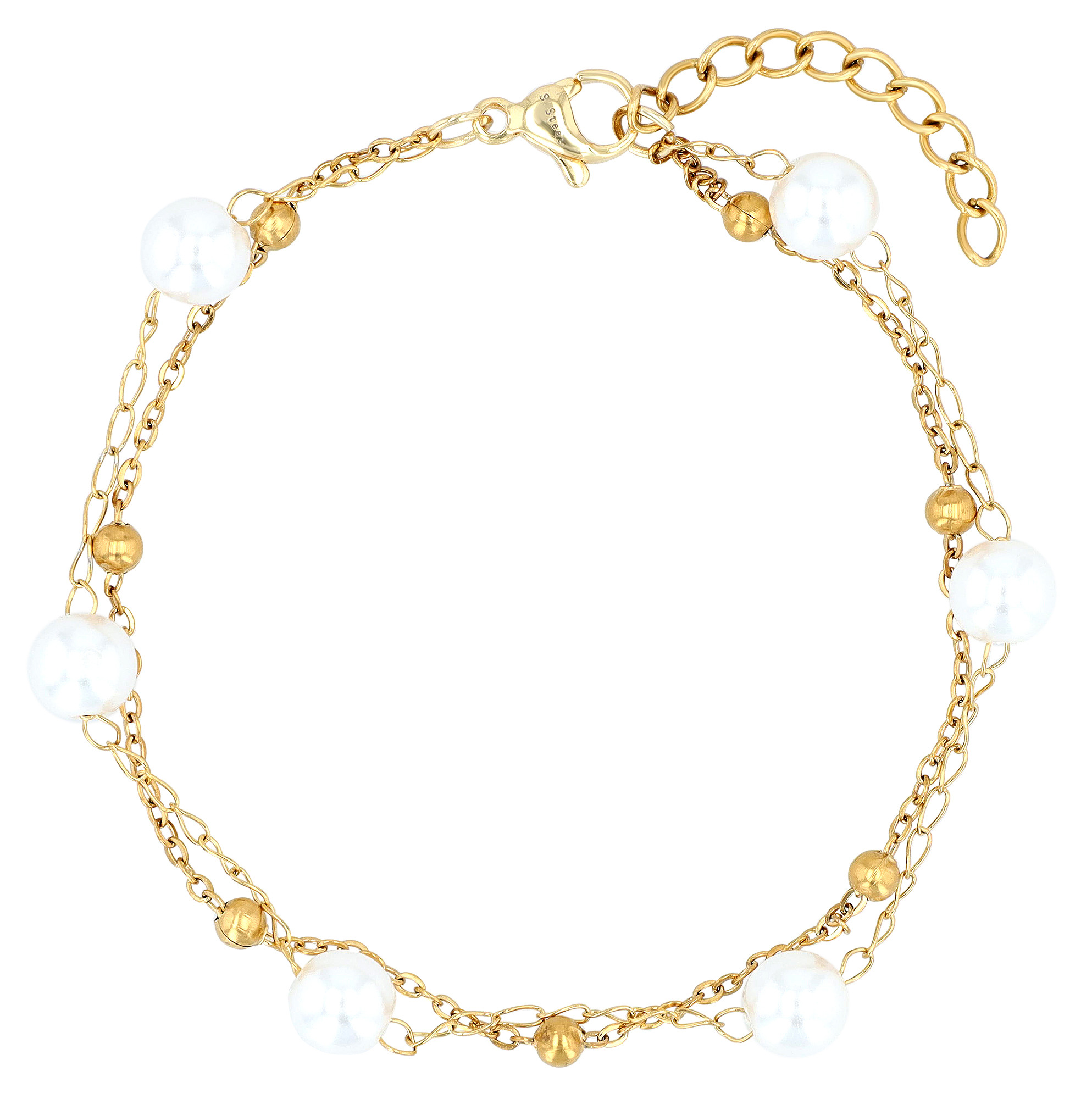  Mahila Armband 17+3 cm, Layering, Edelstahl/ Gla