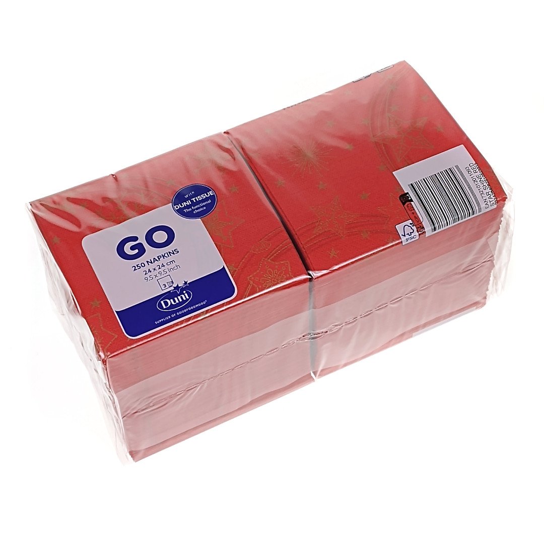  3-W papieren servetten 24x24 cm STAR SHINE rood