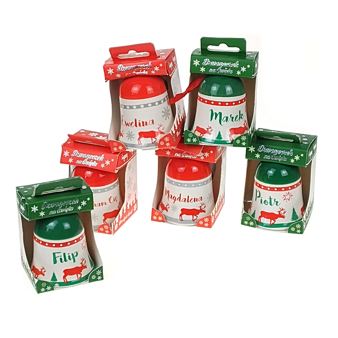  Dzwoneczek świąteczny, imienny MIX wzorów