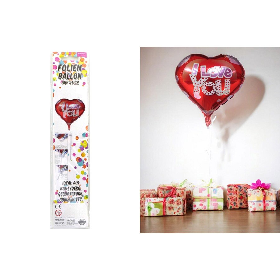  Ballon en aluminium avec tige JE T'AIME,