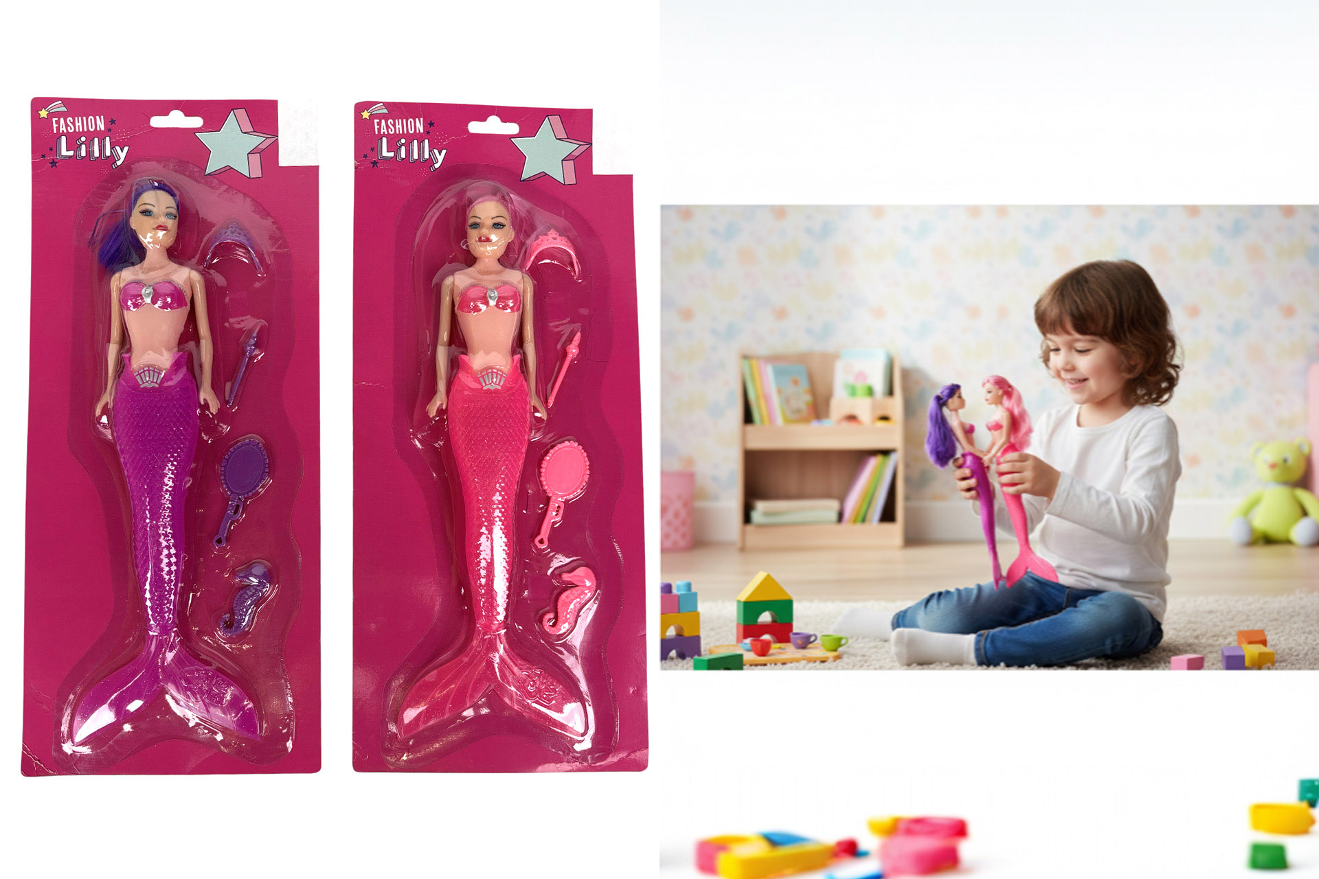  Puppe Meerjungfrau Set, 18x4x41cm, 2 ...