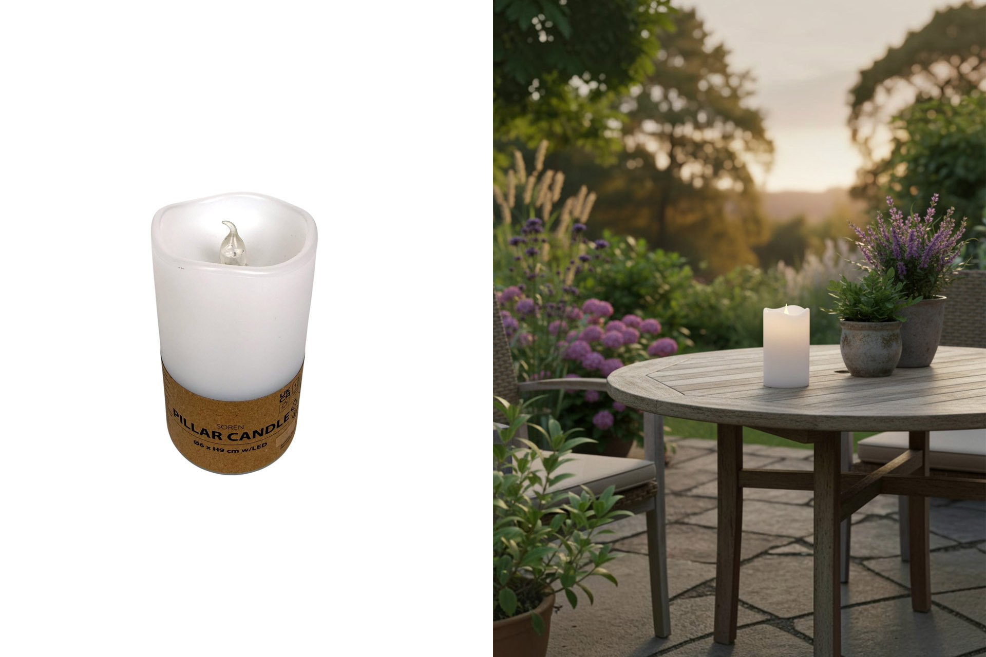  LED-buitenkaars, 6x6x9cm, met timer, SPECIALE AANB