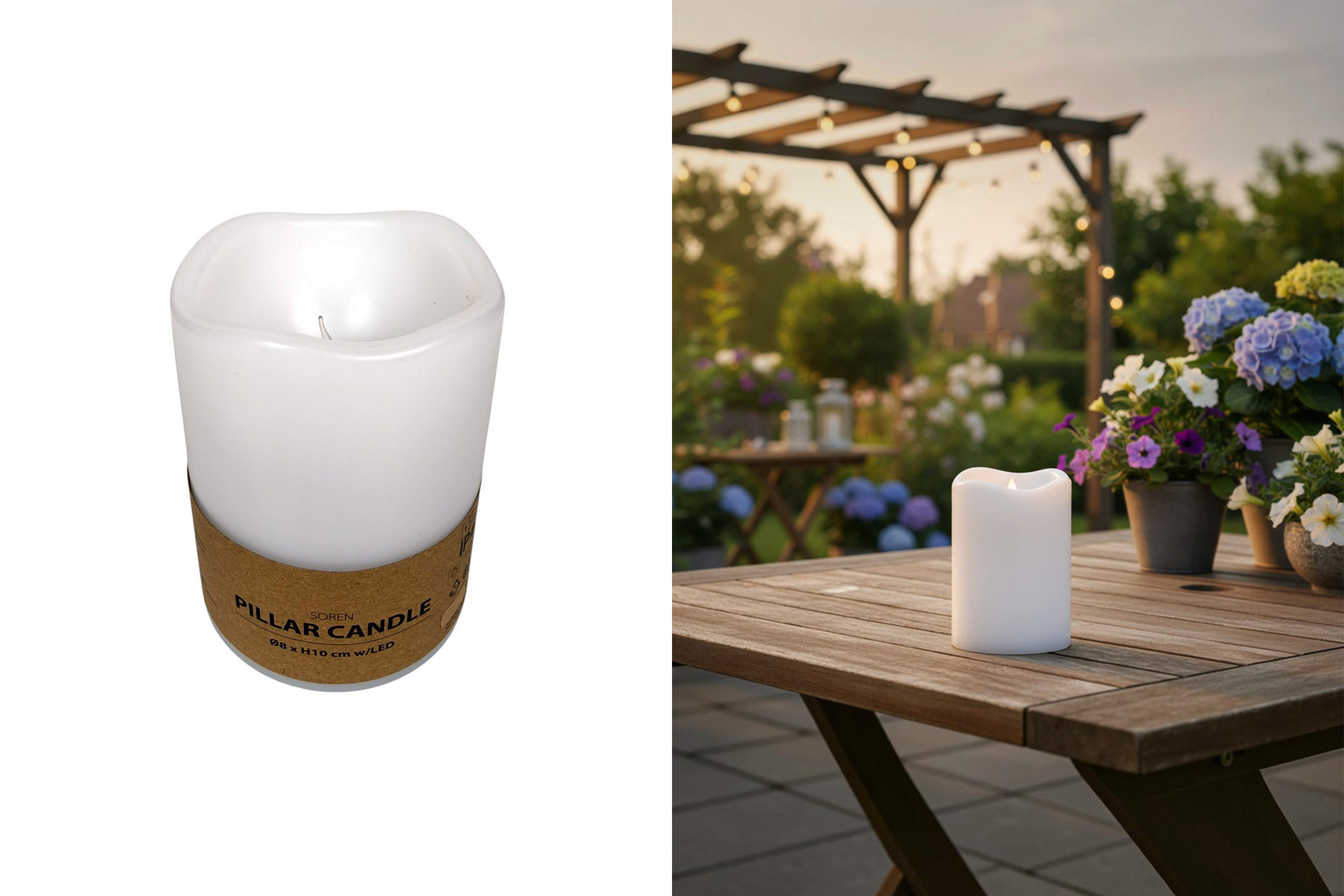  LED-buitenkaars, 8x8x10 cm, met timer, SPECIALE AA