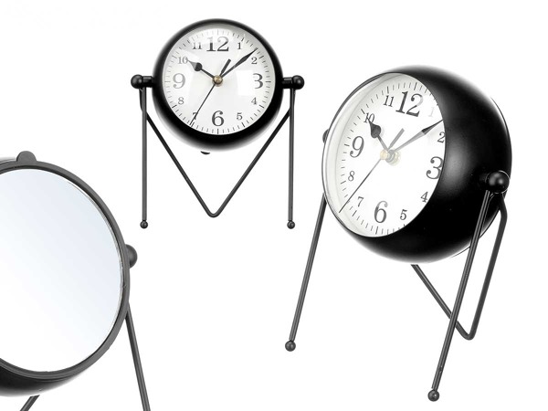 horloge en fer forgé cadran ovale miroir noir 21cm horloge en fer forgé cadran ovale miroir noir 21cm