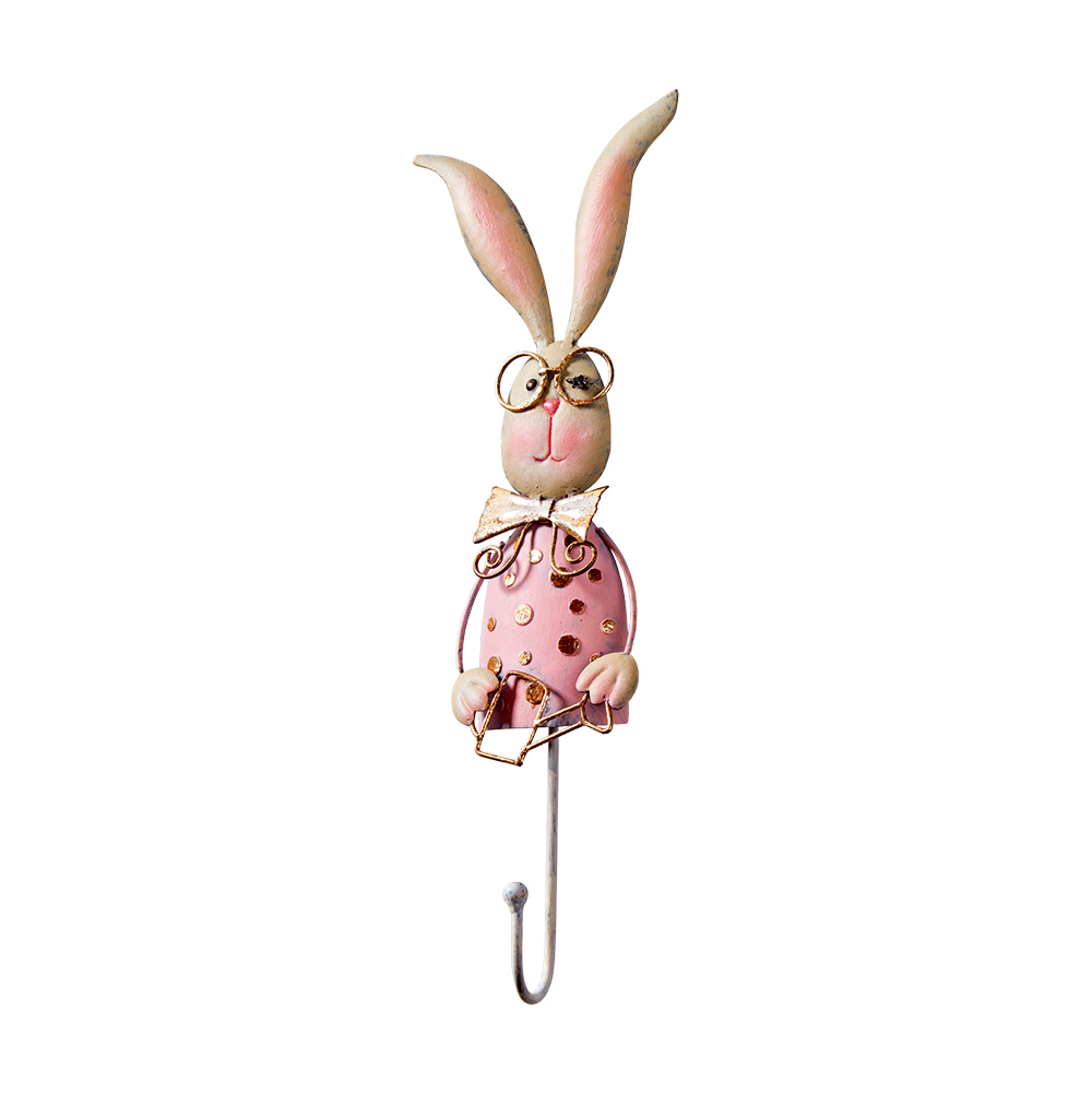  Hase Metall 30cm Wandhaken rosa