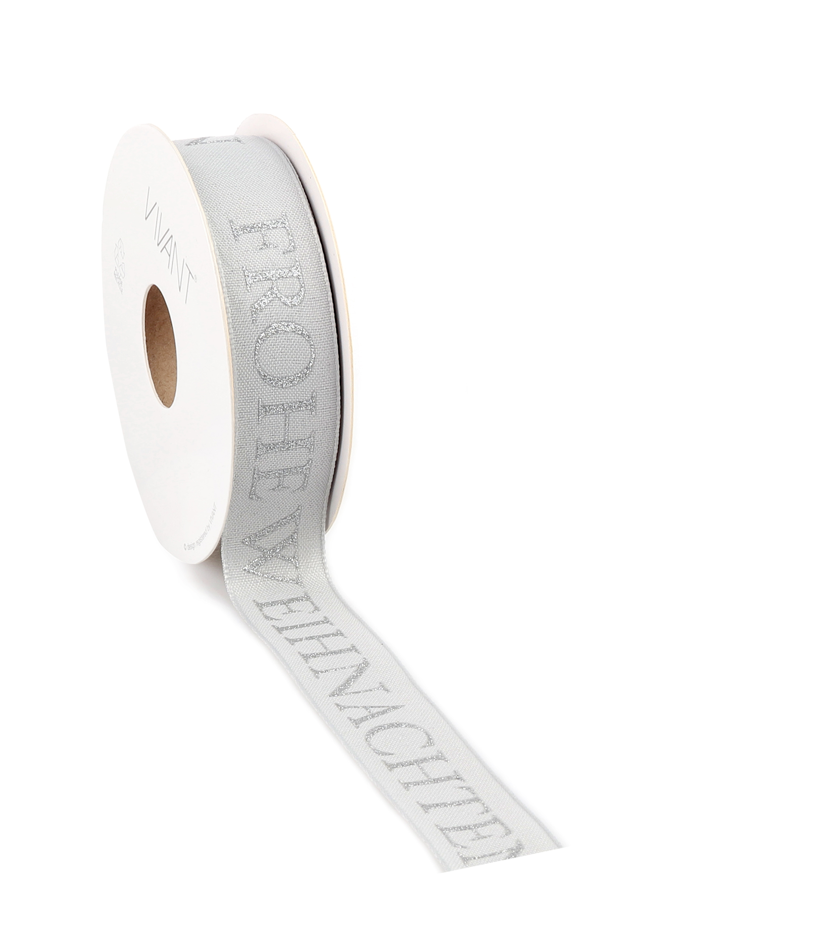  Band 4593/25mm 15m Merry Christmas grijs/zilver