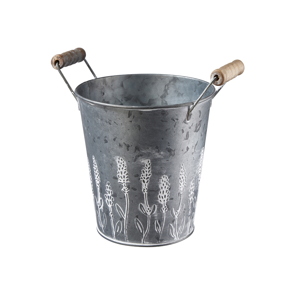  Eimer Metall D15H19cm mit Henkel silber