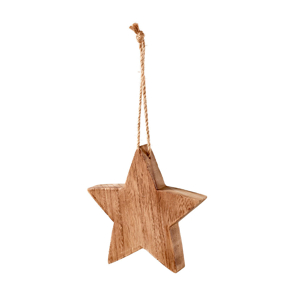  Étoile en bois, 14 cm, à suspendre, finition natur