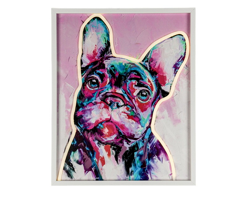  Tableau LED 40x50cm bouledogue, 6 ...