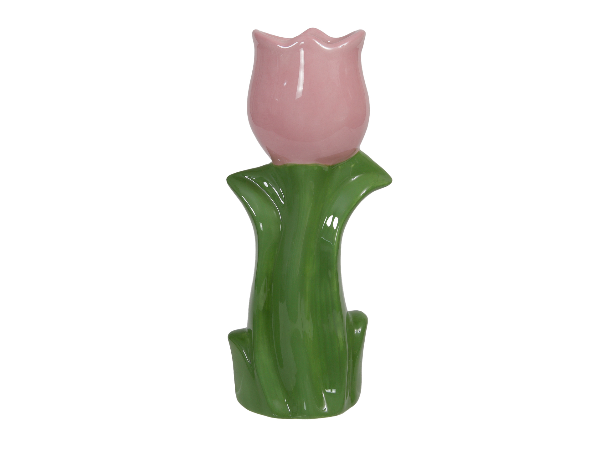  Vase Dolomit H20,5cm Blume pink