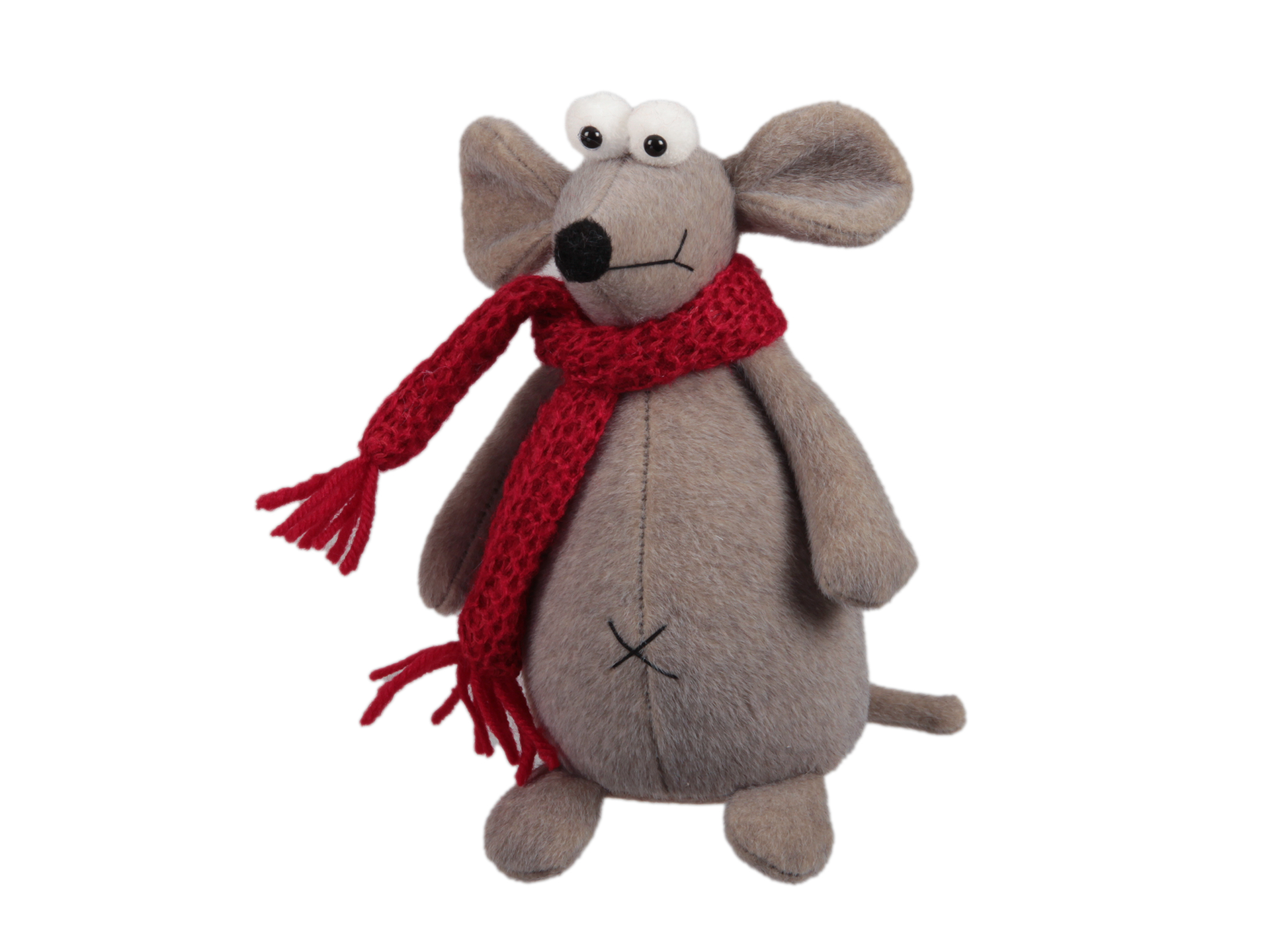  Maus Stoff 18cm mit Schal grau