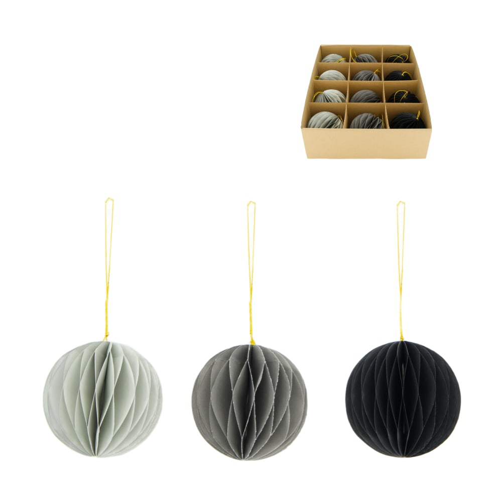  Papieren ballen D8cm 12 stuks om op te hangen geas