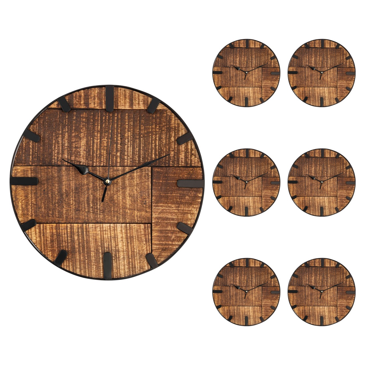  Horloge murale ronde moderne en bois, ø 30 cm, 7 p